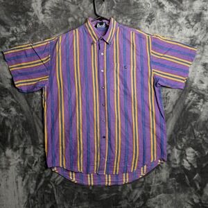 Vintage Seasons Button Down Short Sleeve Collard Shirt Size Medium Ramie Cotton